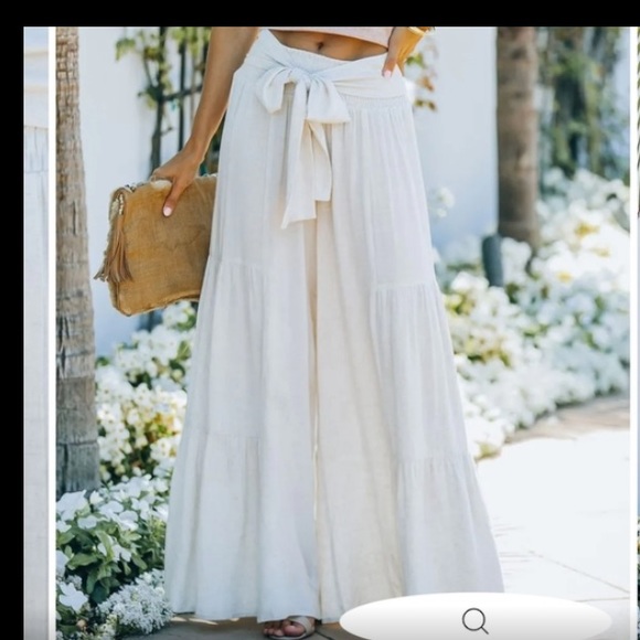 Chantay Linen Blend Tie Palazzo Pants - Picture 4 of 8